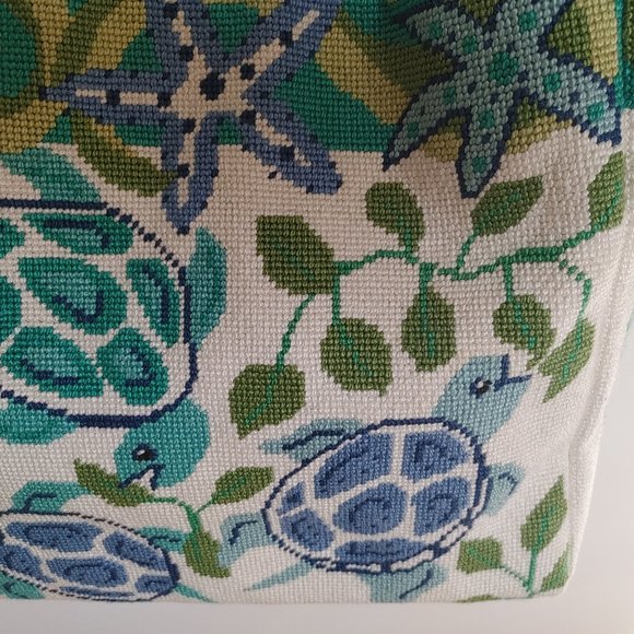 Sea Turtle Starfish Cross Stitch Purse shoulder Bag - Picture 4 of 16
